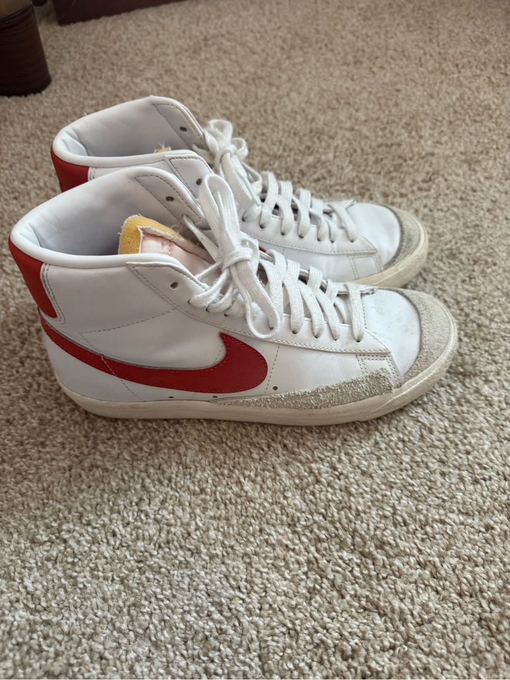Nike White Women’s Blazers with red swoosh